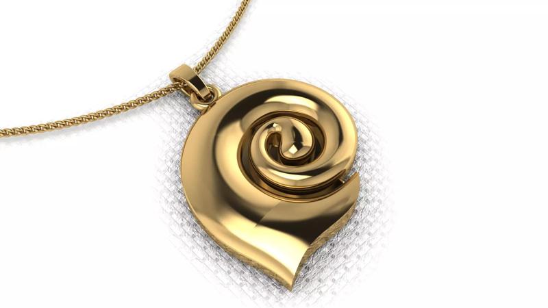 A pendant made in the shape of a snail shell