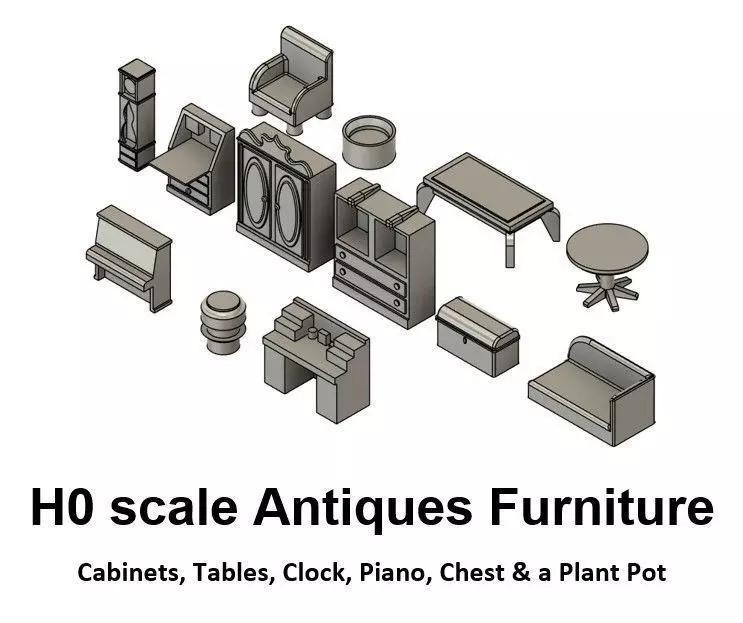 Antiques Furniture - H0 Scale 3D print model