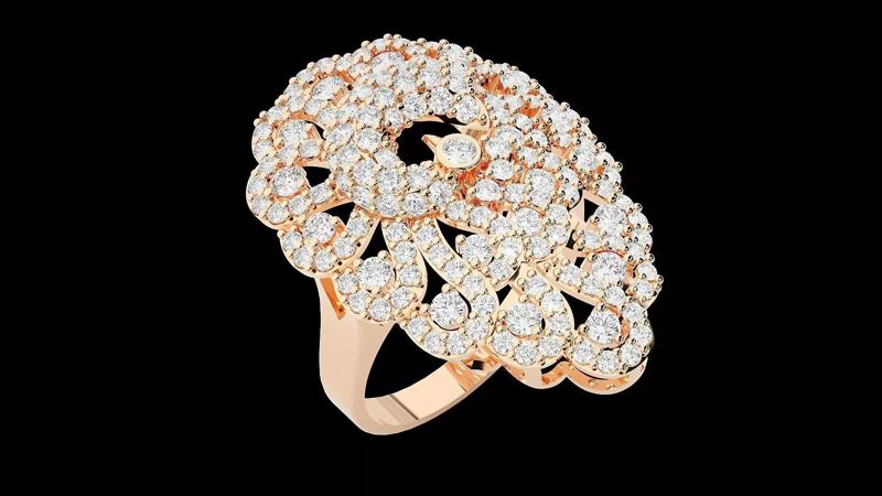 Peacock Diamond Ring 3dm stl renders details