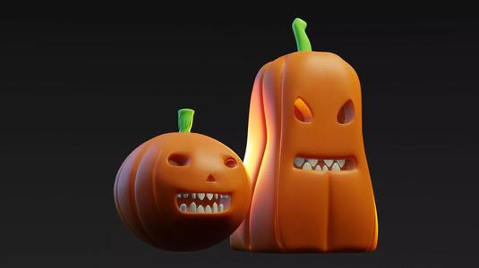 Stylized Halloween Pumpkins  3D Model