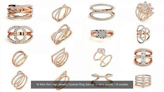16 Wire Rim High Jewelry Cocktail Ring 3dm stl renders details 3D Model Collection