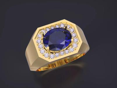 Oval diamond Signet Ring