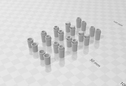 Selection of Bins for 1:64 Dioramas 17mm / 15mm