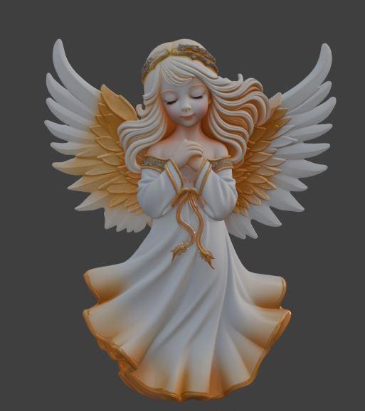 Graceful Angel Statue with Golden Wings