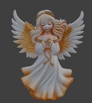 Graceful Angel Statue with Golden Wings