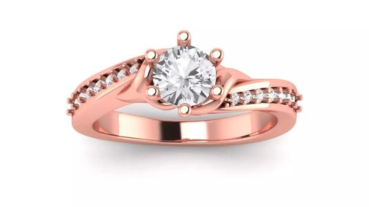 Women Engagement Round Stone Ring 3dm STL OBJ Renders Details