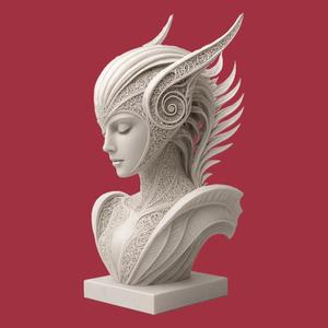 Serene Valkyrie – Ornate Futuristic Warrior Bust