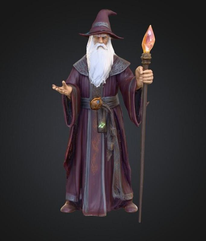 3D Printable Wizard Miniature STL | 28mm Scale Fantasy Mage with Staff | Tabletop RPG, D&D, Pathfinder Resin Model