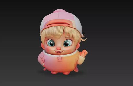 Cute Chibi Kid Character 3D Model