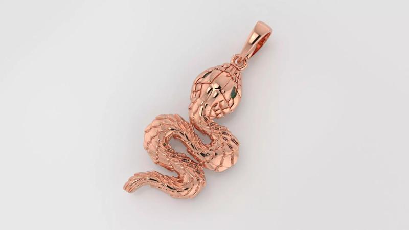 3dm and stl snake pendant printable jewelry model