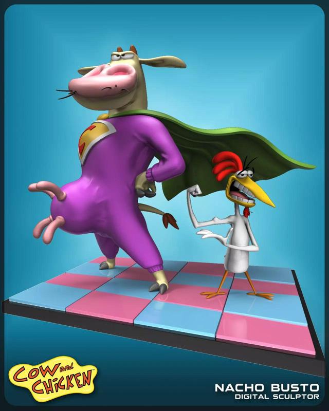 cow and chicken - 3d print model