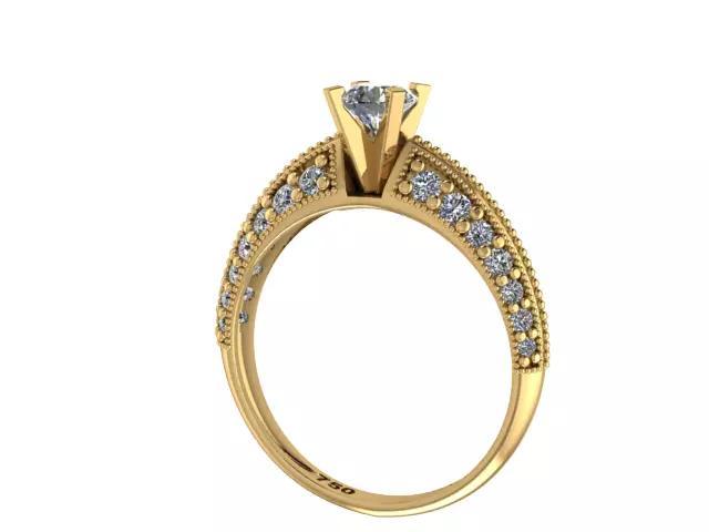 V-Shaped Solitaire Ring with Diamonds  3D Jewelry Model