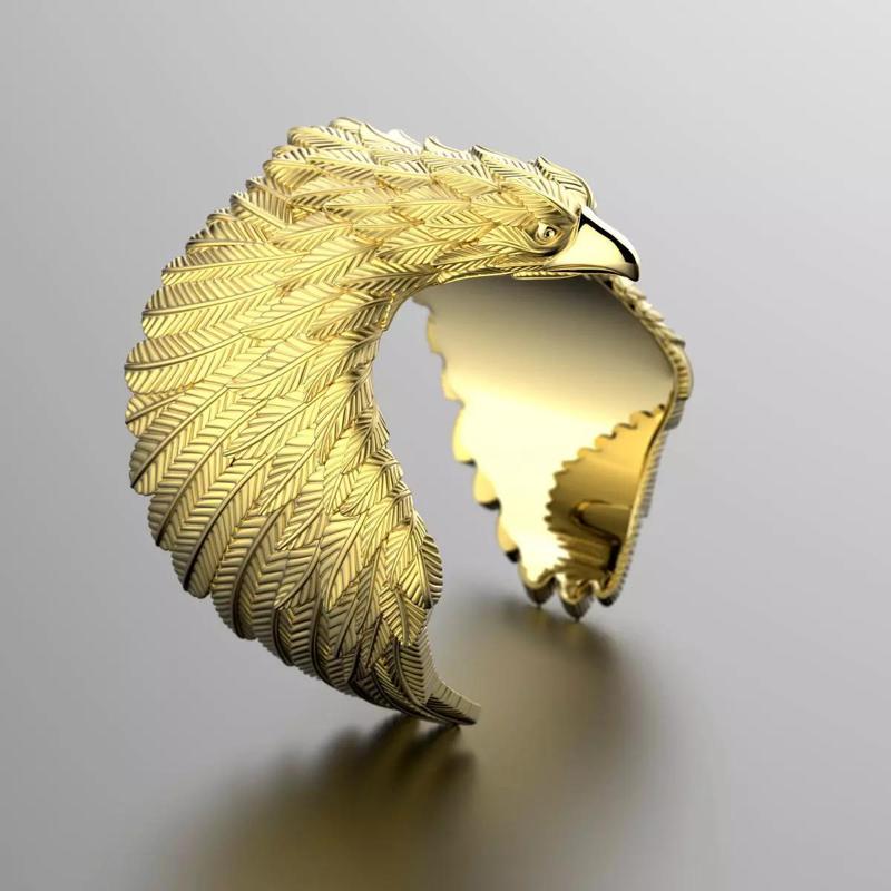 Jewelry Gold Eagle Biker Ring 0156 V1 3dm Stl Fbx