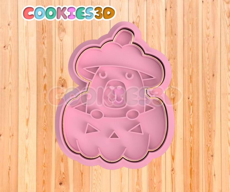 Capybara in Halloween pumpkin cookie cutter - Halloween Cookies