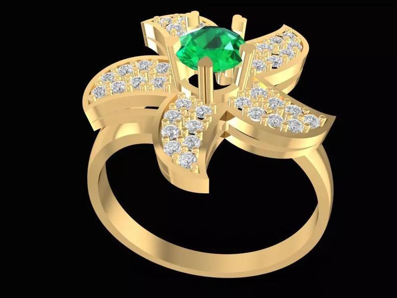 Elegant Five Petal Flower Diamond Ring for Women 2403