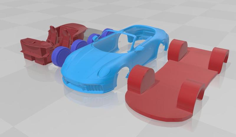 Porsche 911 Carrera GTS Cabriolet 2025 – Separate Parts STL Model