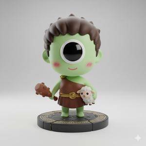 cyclops with sheep and chibi mallet decoration