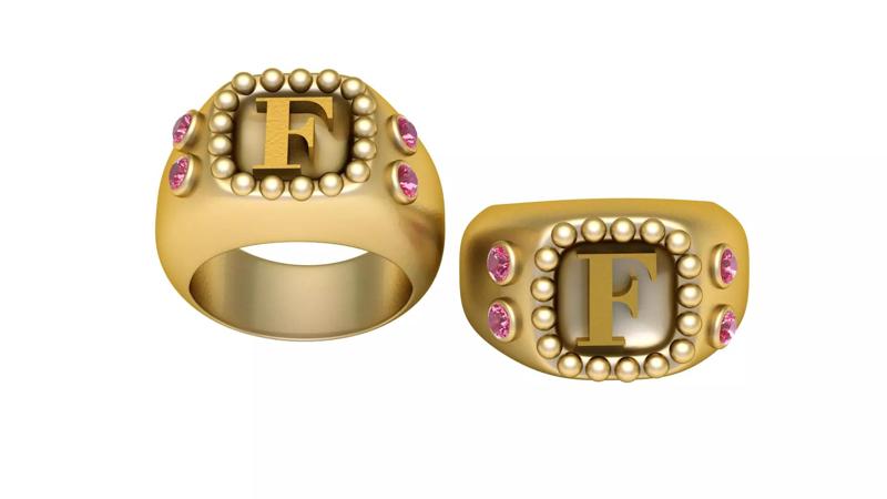 F  ALPAHBETS  RING  3D PRINTABLE MODEL