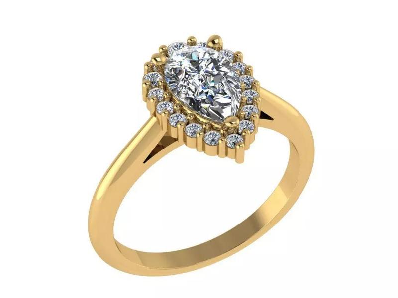 Ring139 pear shaped diamond engagement ring gold