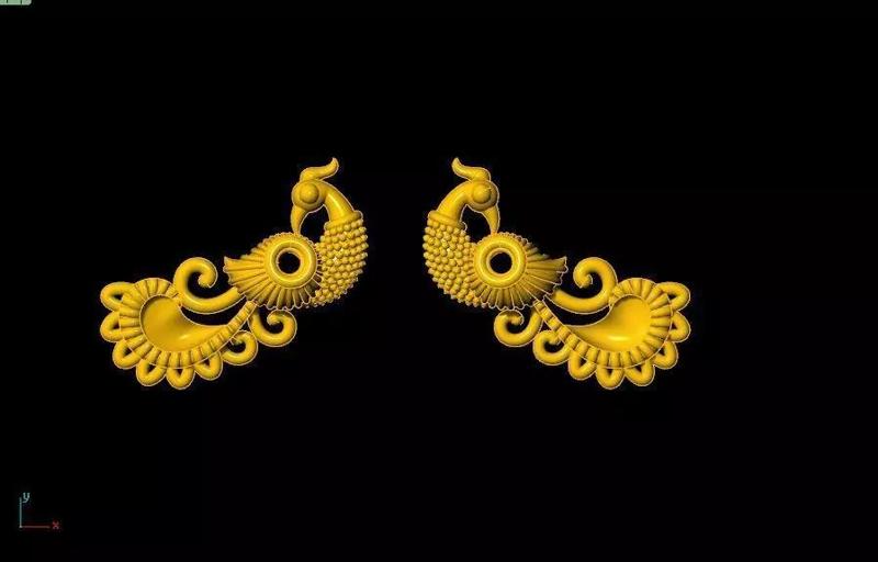peckok pair of gold and peacock earrings