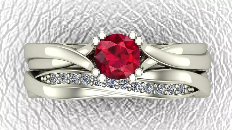 Twisted Gold And Diamond Engagement Band 3D Model