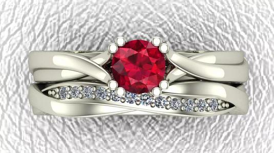 Twisted Gold And Diamond Engagement Band 3D Model