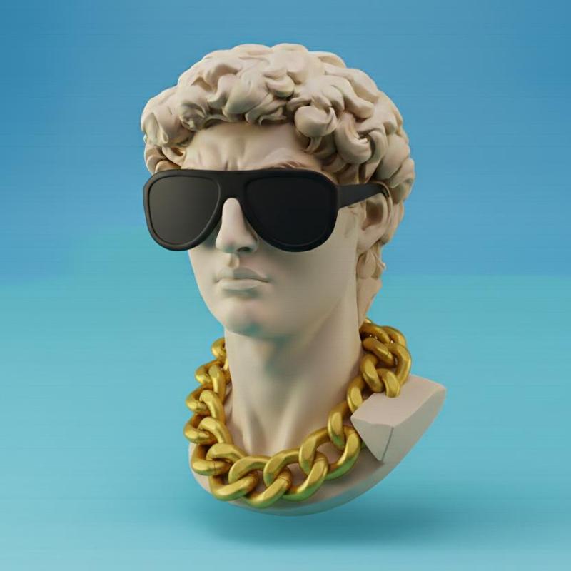 Cool Michelangelo's David Keychain 🕶️⛓️ - Modern Italian Souvenir - Art