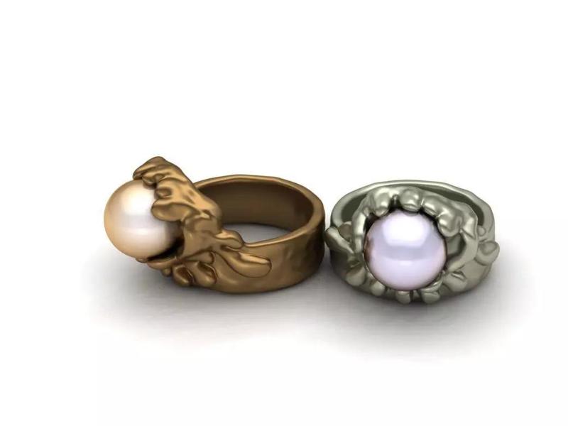Stylized Pearl Ring  High-Quality 3D Jewelry Model