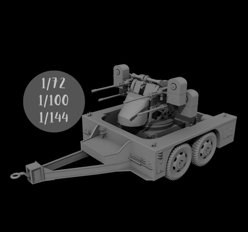 M17 Trailer Carriage - 1/72, 1/100,1/144 Scale | 3D Printable STL Miniature