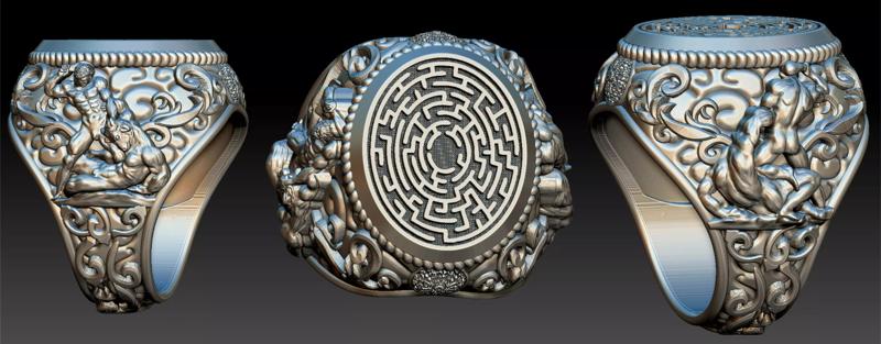 Theseus and Minotaur Greek Mythology Ring - Teseu e Minotauro