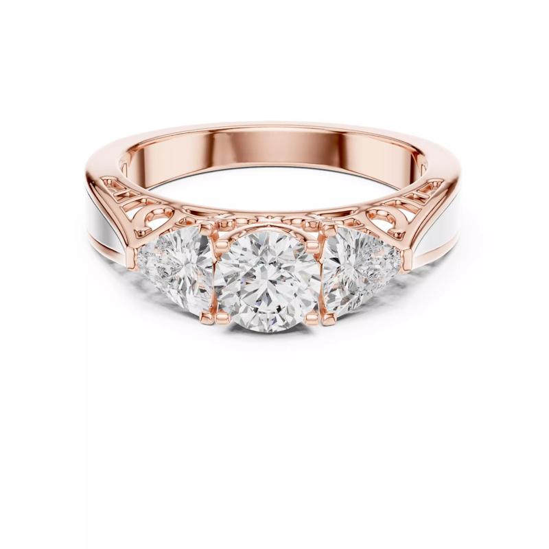 Three Stone Round Trillion Cut Diamond Wedding Ring File Video