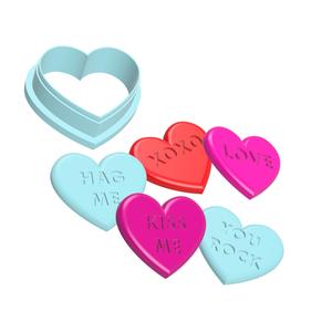 Valentine Heart Cutters and Stamp 30 mm | 15 Stamps | Polymer Clay Cutter