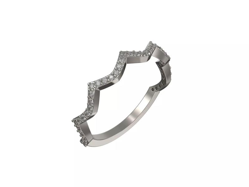 Wave ring with diamonds