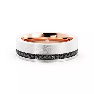 Mens Wedding Band Ring 3DM with Rendering Two Tone Black Diamond