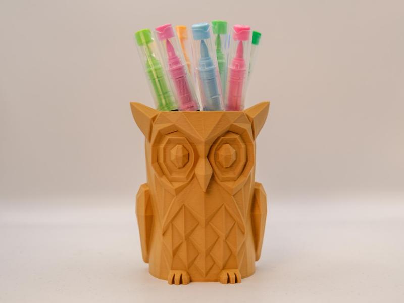 Owl-shaped pen cup - geometric version no. 1