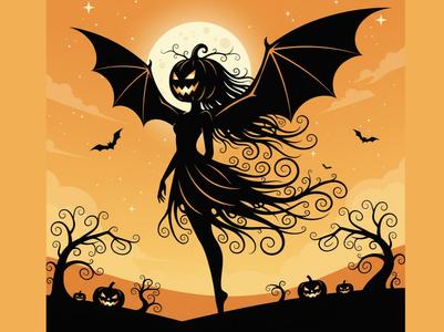 Halloween Fairy with Bat Wings