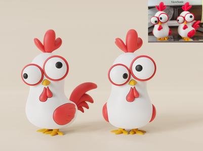 Goofy Cute Chick Desktop Ornament with Wise Eyes
