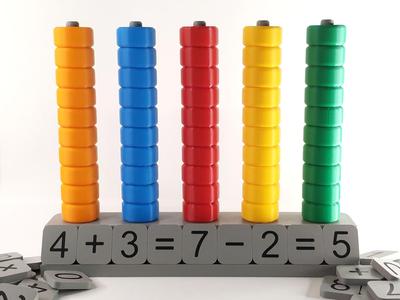 Modular Vertical Abacus with Number & Symbol Cards