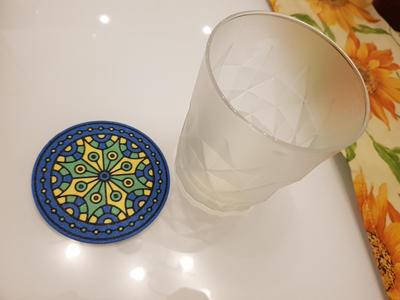 Gothic Cathedral style stained glass coaster arte