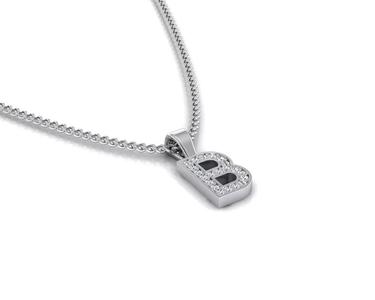 Pendant B letter with diamonds