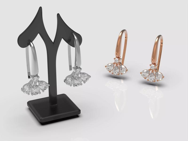 Earrings rose gold with diamonds