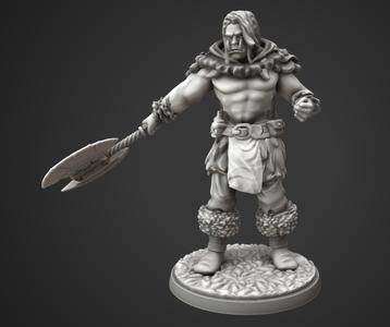 Half-Orc Barbarian – 32 mm Fantasy Miniature STL for Tabletop RPGs (D&D, Pathfinder)