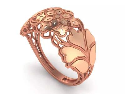 Flower Leaves Wire Mesh High Jewelry Cocktail Plain Gold Ring
