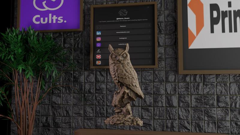 🦉 Owl Bust – 3D Printed Mystical Wisdom Sculpture