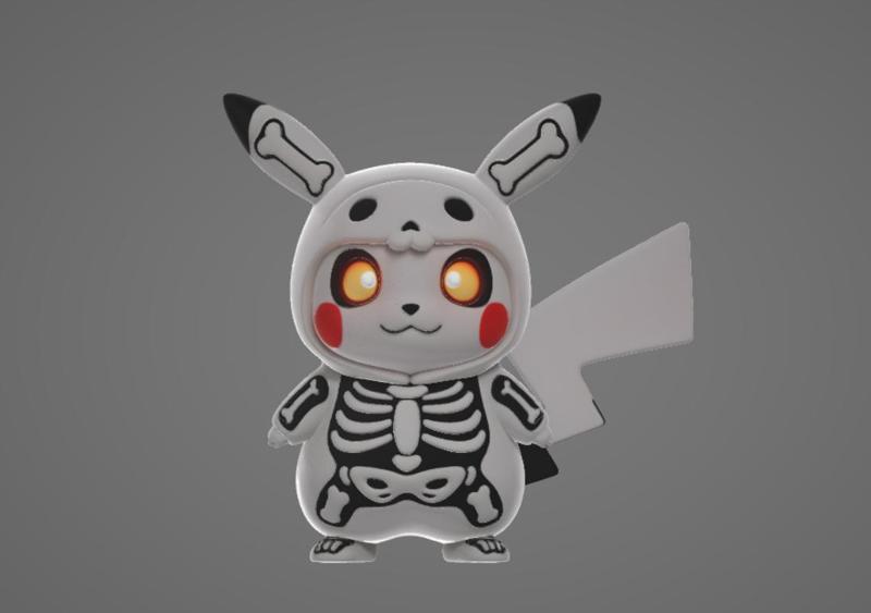 Glow-Eyes Skeleton Pikachu Statue