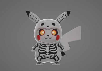 Glow-Eyes Skeleton Pikachu Statue