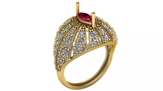 HIP HOP RUBY RING 3D PRINTABLE MODEL