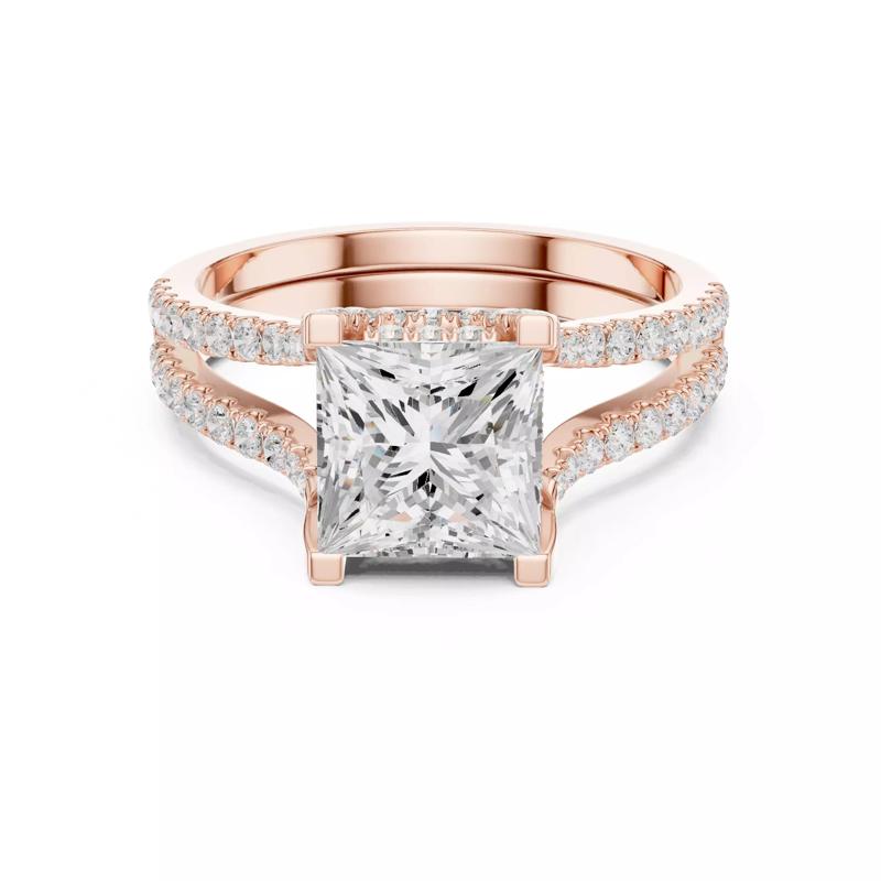 Split Shank Princess Cut Engagement Wedding Ring 3DM STL Video
