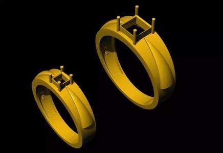 square cut stone ring 3dm file