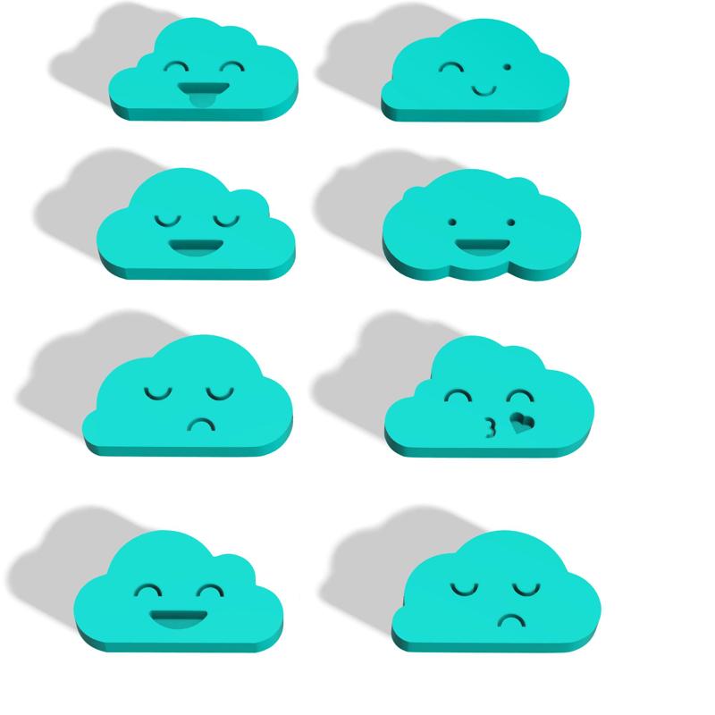 POLYMER CLAY CUTTERS KAWAII CLOUDS X9 DESIGNS